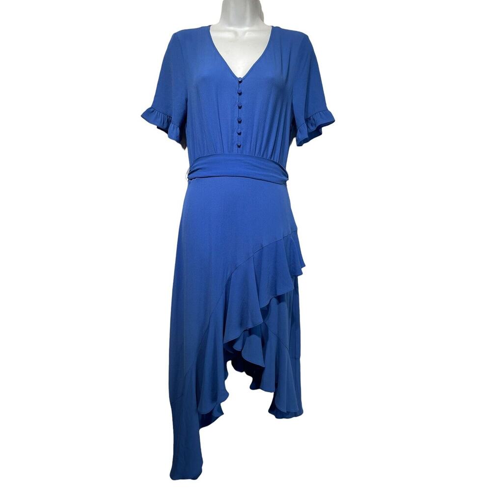 ceCe blue flutter sleeve asymmetrical ruffle shift dress Size 2